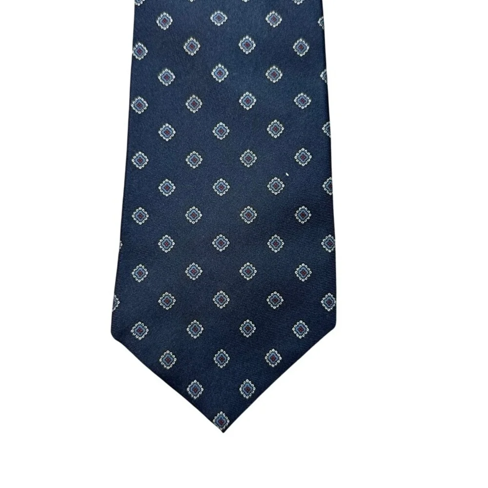 John Henry Navy Blue Medallion Lago di Como Twill Men's Necktie Made in USA